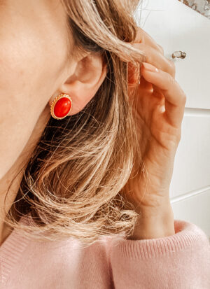 Boucles d'oreilles vintage pierre rouge petit modèle - Maison Célestine