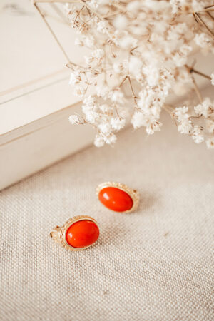 Boucles d'oreilles vintage pierre rouge petit modèle - Maison Célestine