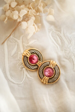Boucles d'oreilles vintage pierre rose