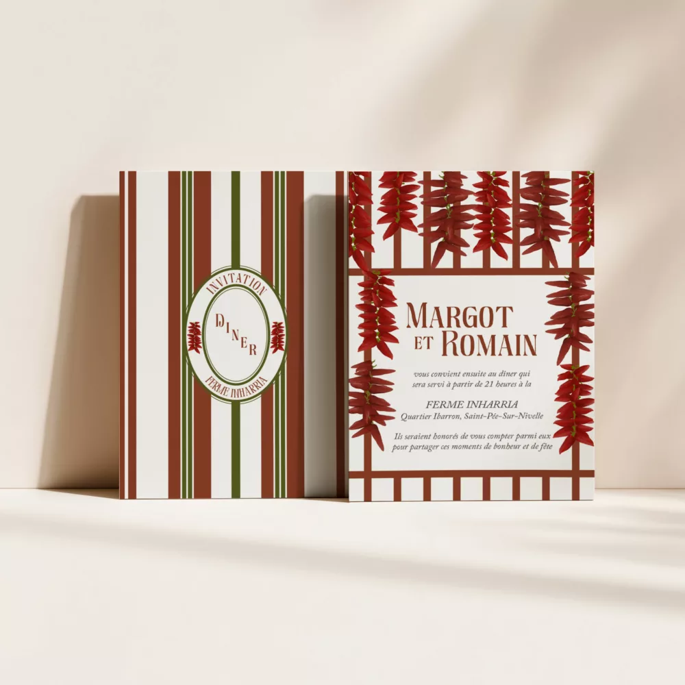 Carton dîner de mariage Pays Basque - Maison Célestine