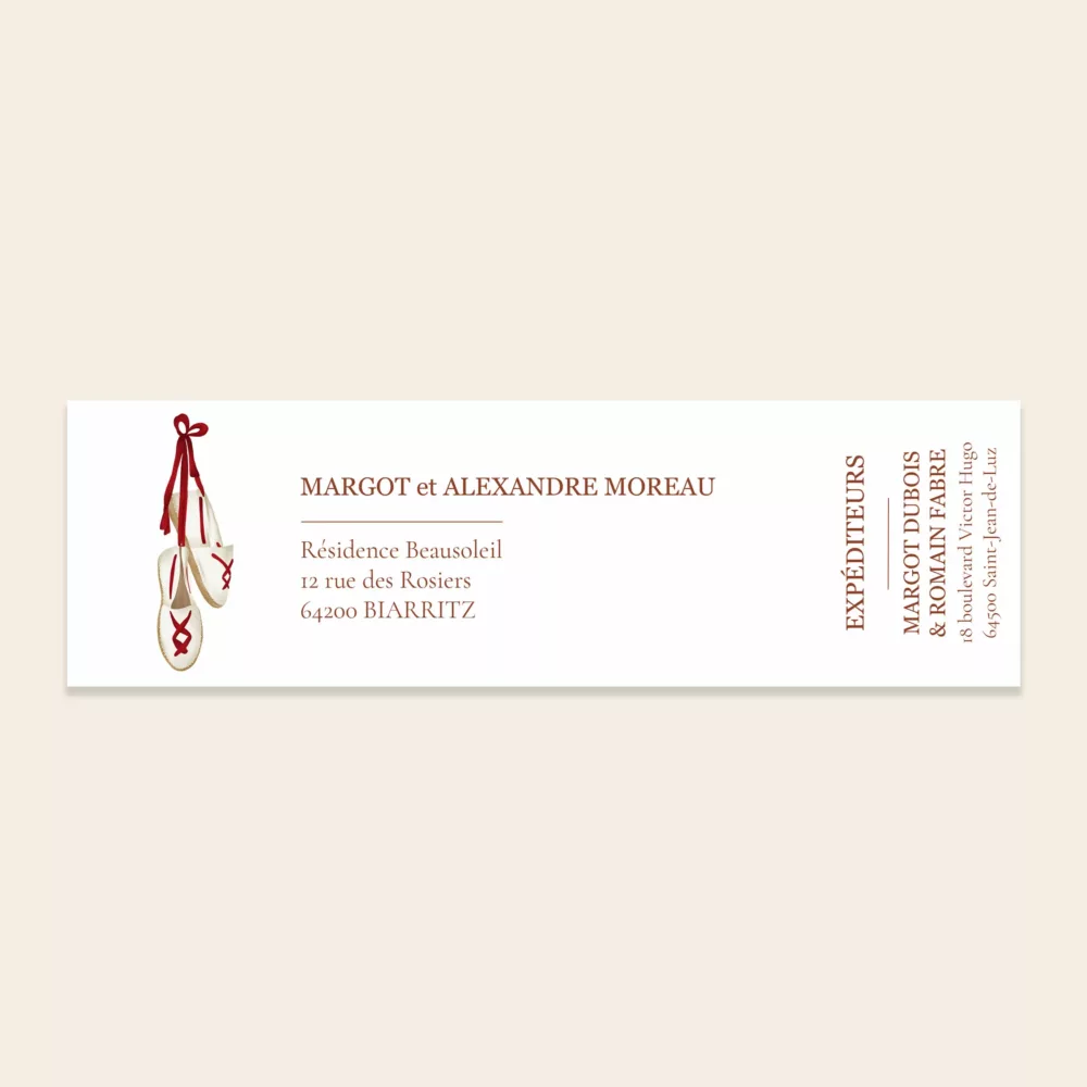 Etiquette adresse de mariage Pays-Basque - Maison Célestine