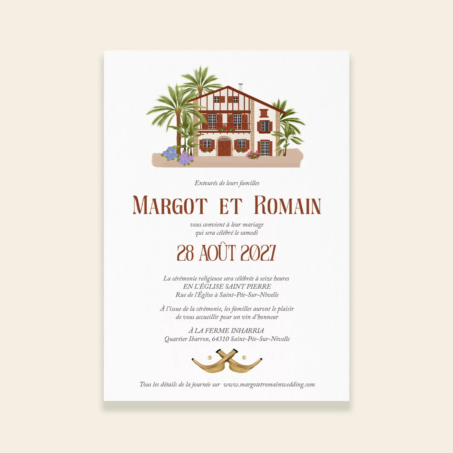 Faire-part de mariage Pays-Basque - Maison Célestine