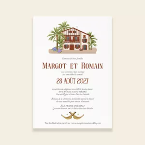 Faire-part de mariage Pays-Basque - Maison Célestine