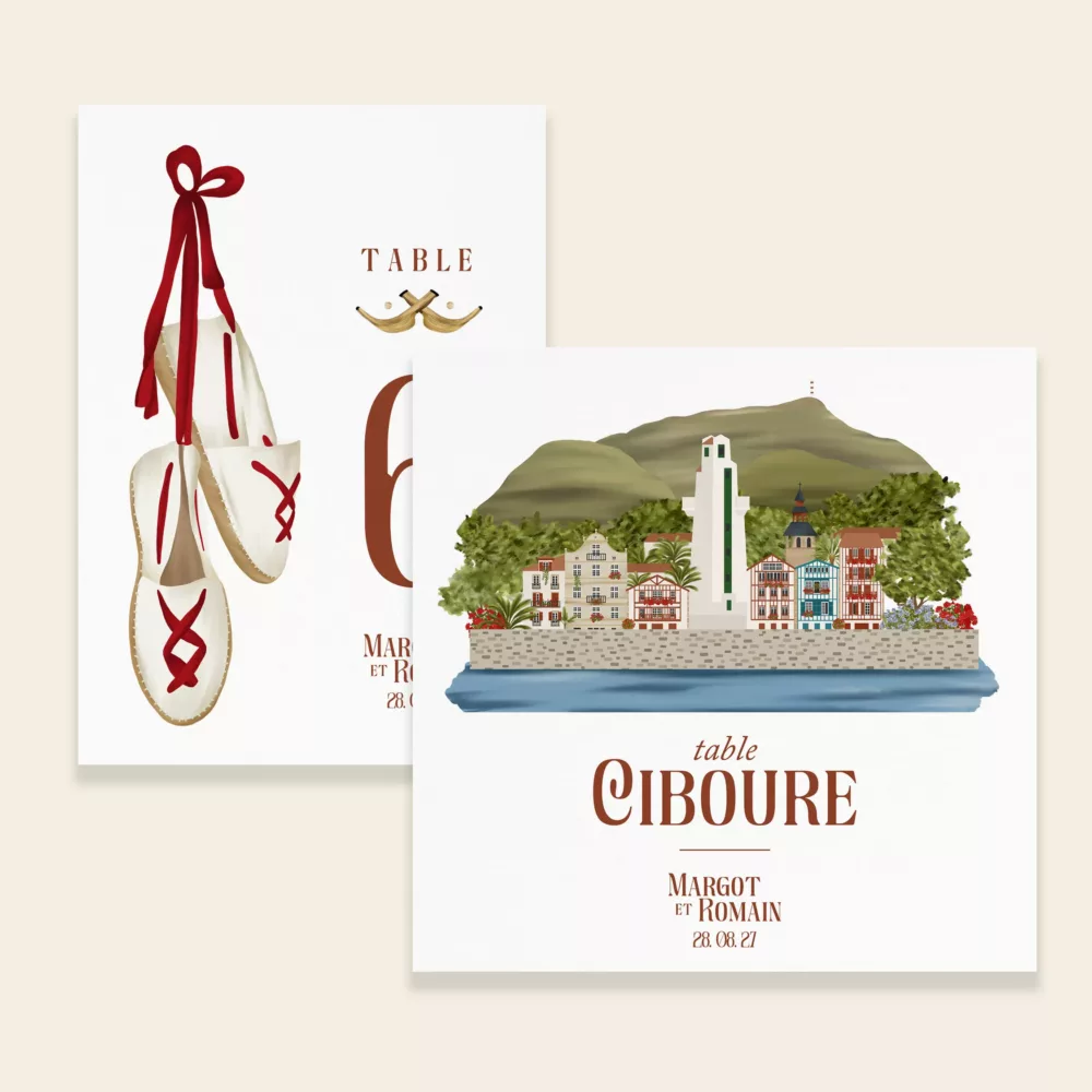 Numéro/nom de table mariage Pays-Basque - Maison Célestine