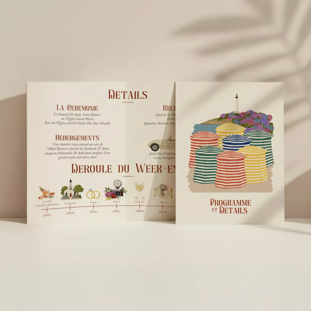 Carton programme de mariage Pays Basque - Maison Célestine
