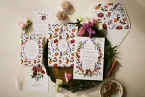 Faire-part de mariage champêtre illustré – Sérénade Botanique II