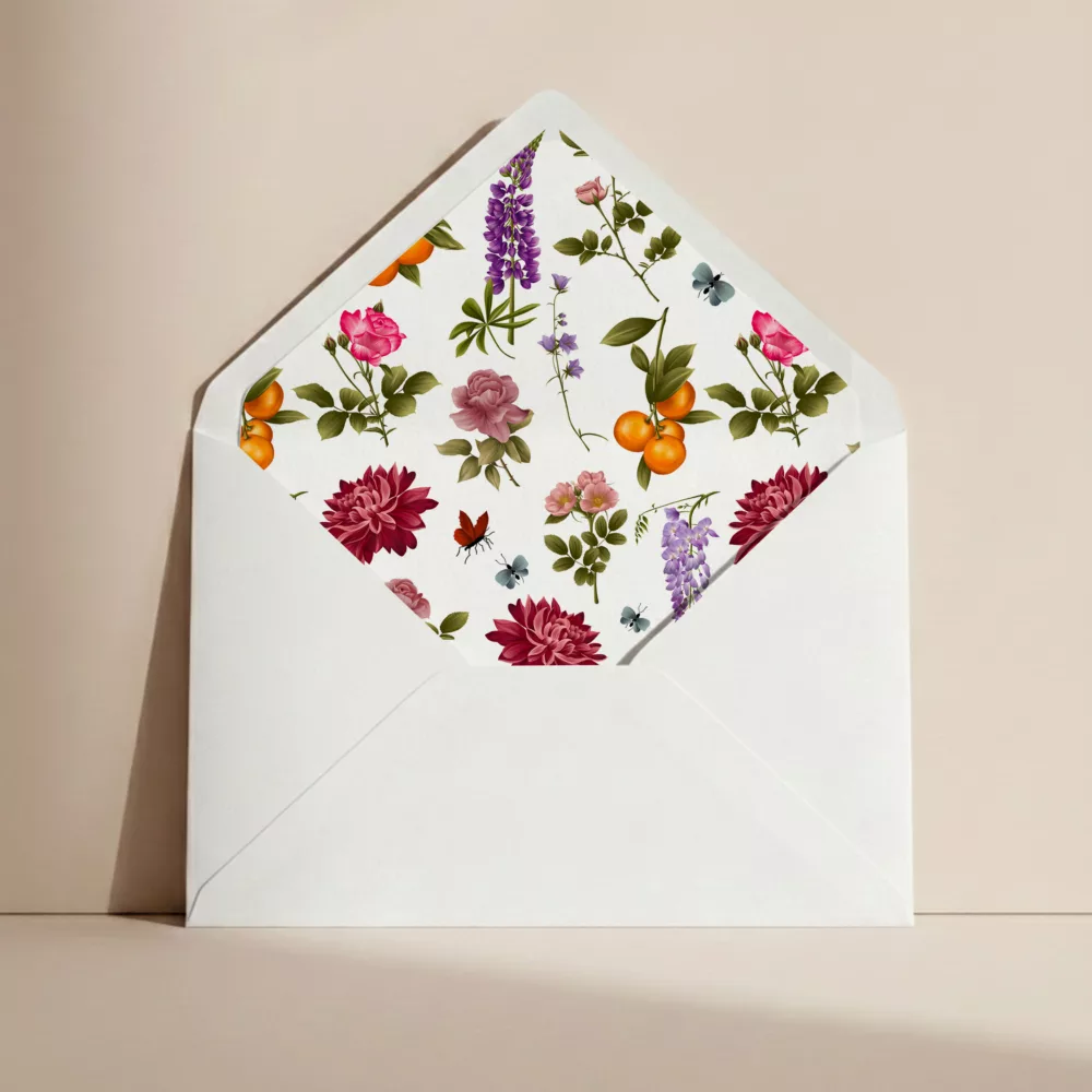 Doublure enveloppe mariage Sérénade Botanique II