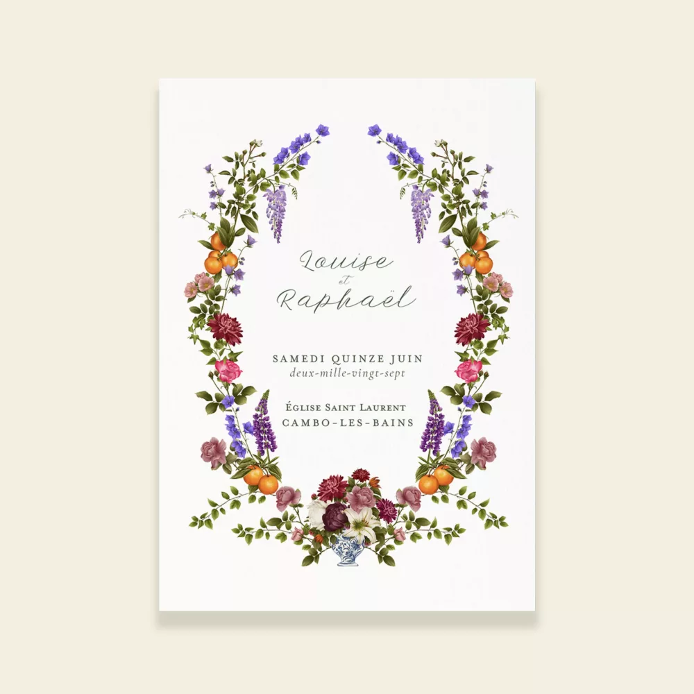 Couverture livret de cérémonie mariage floral Sérénade Botanique II