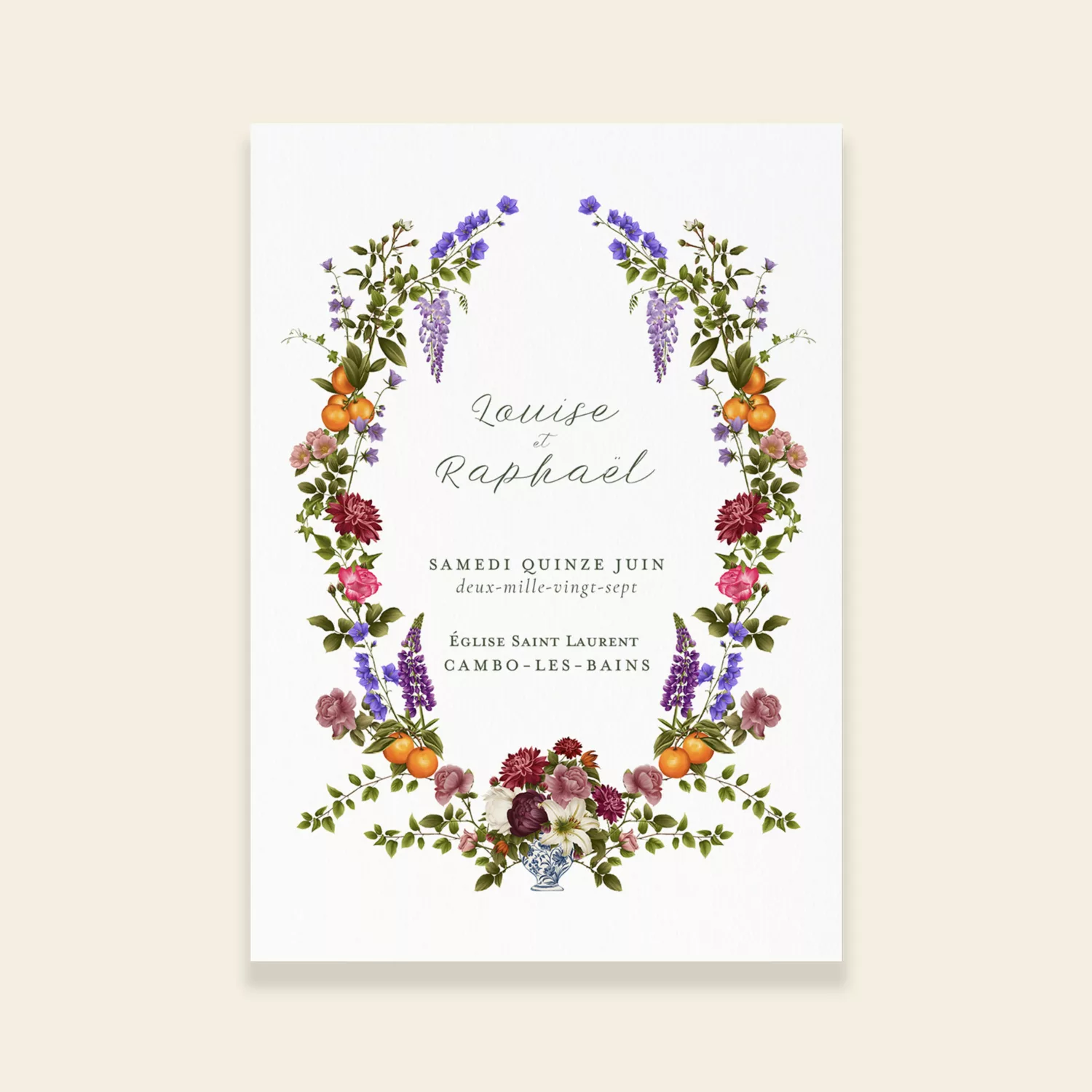 Couverture livret de cérémonie mariage floral Sérénade Botanique II