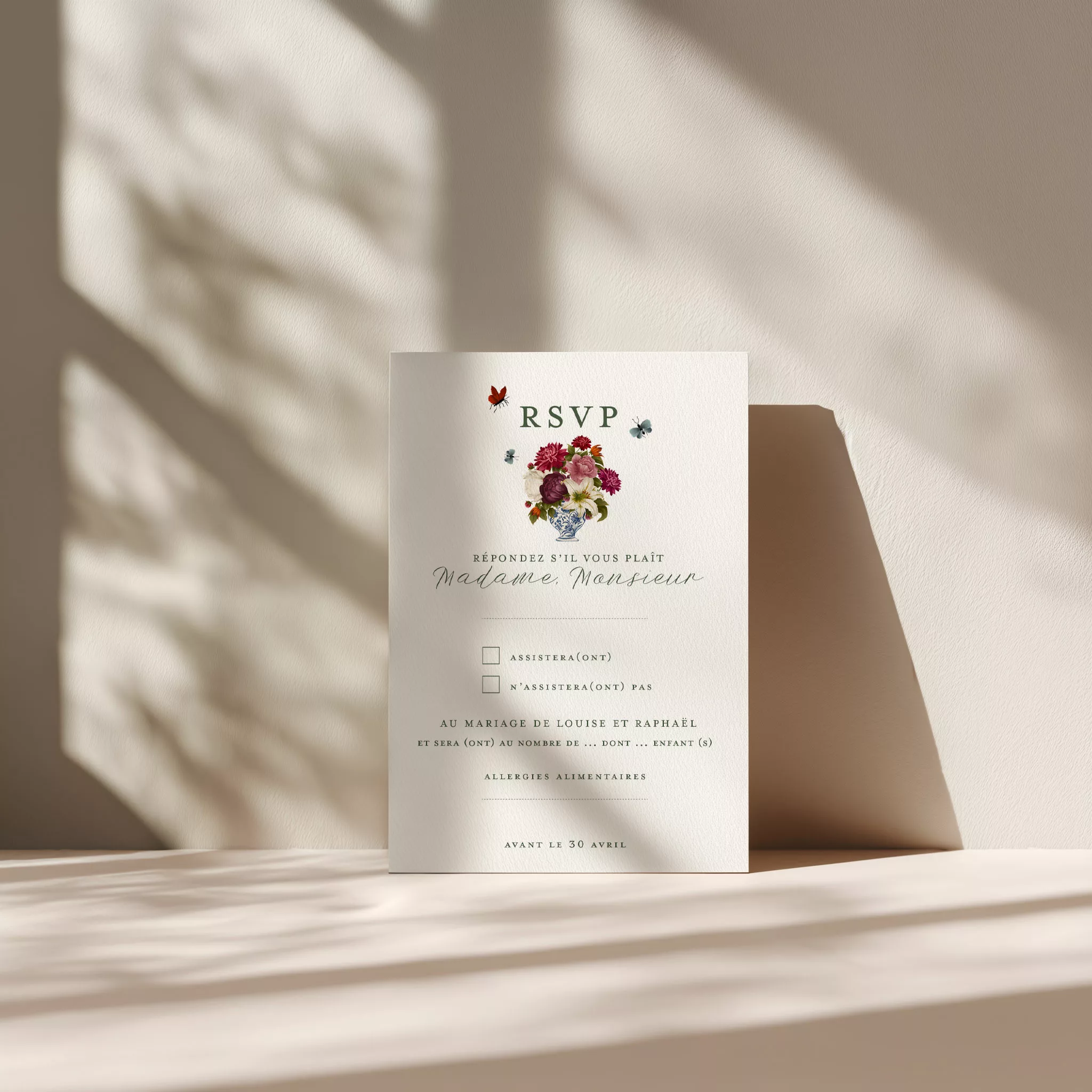 CARTON RÉPONSE SÉRÉNADE BOTANIQUE II