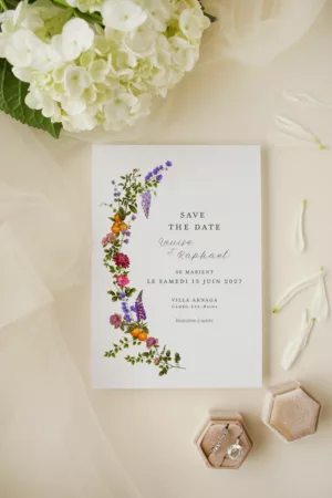 Save the Date mariage champêtre fleuri – Sérénade Botanique II