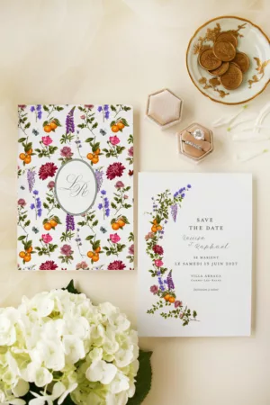 Save the Date mariage champêtre fleuri – Sérénade Botanique II