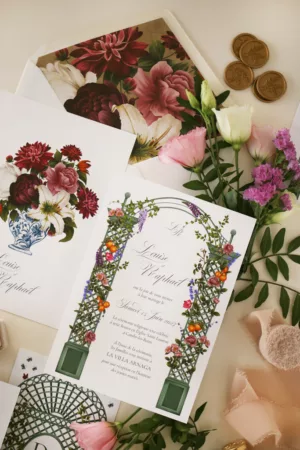 Collection Sérénade Botanique : faire-part de mariage fleuri et coloré