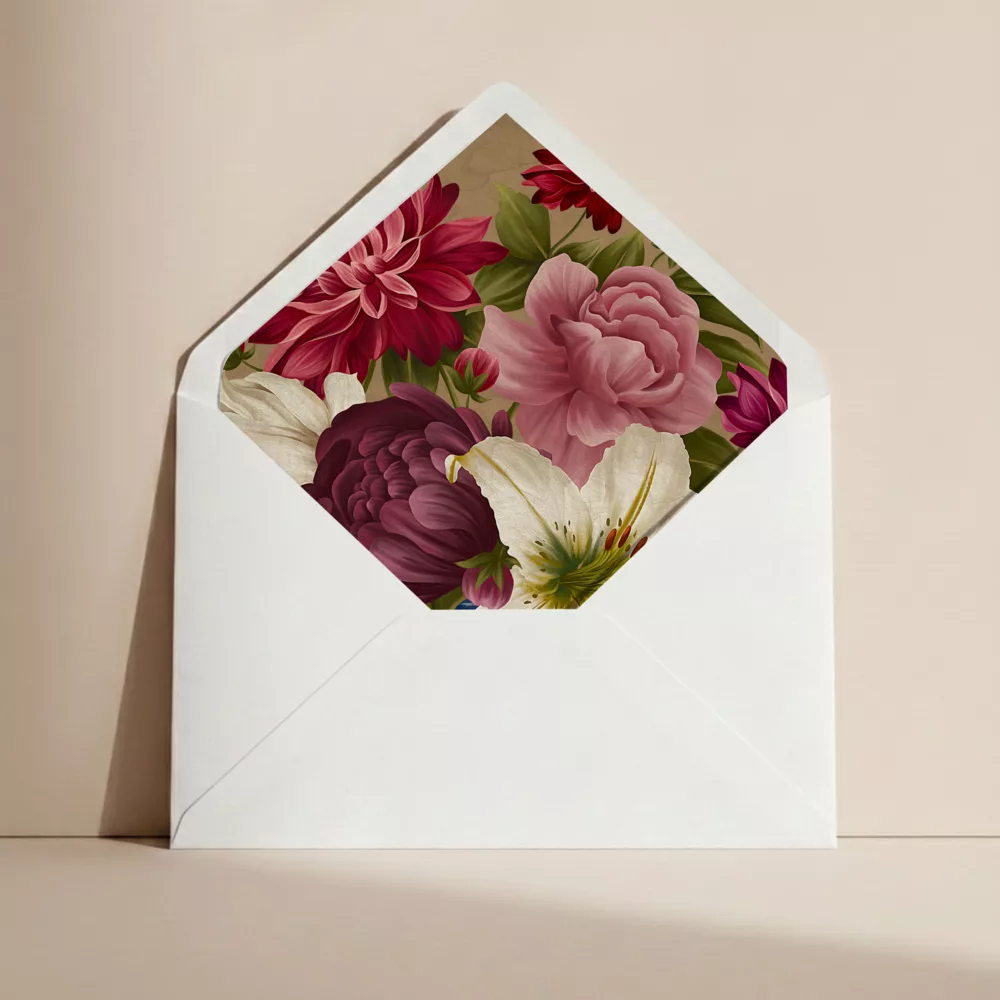 Doublure enveloppe mariage Sérénade Botanique