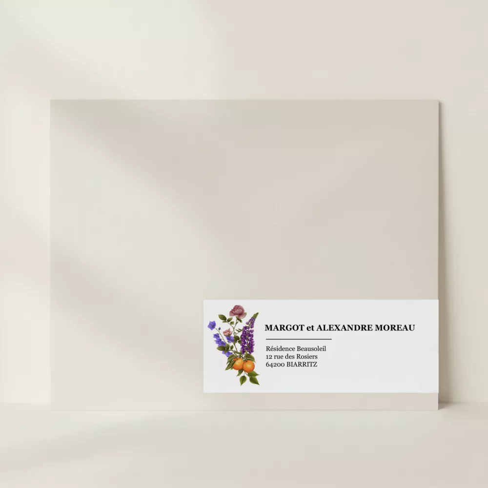 Etiquette adresse Sérénade Botanique