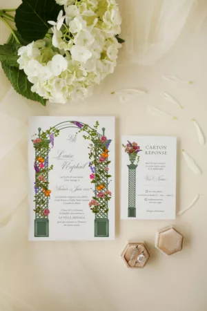 Faire-part et Carton réponse de mariage fleuri – Collection Sérénade Botanique