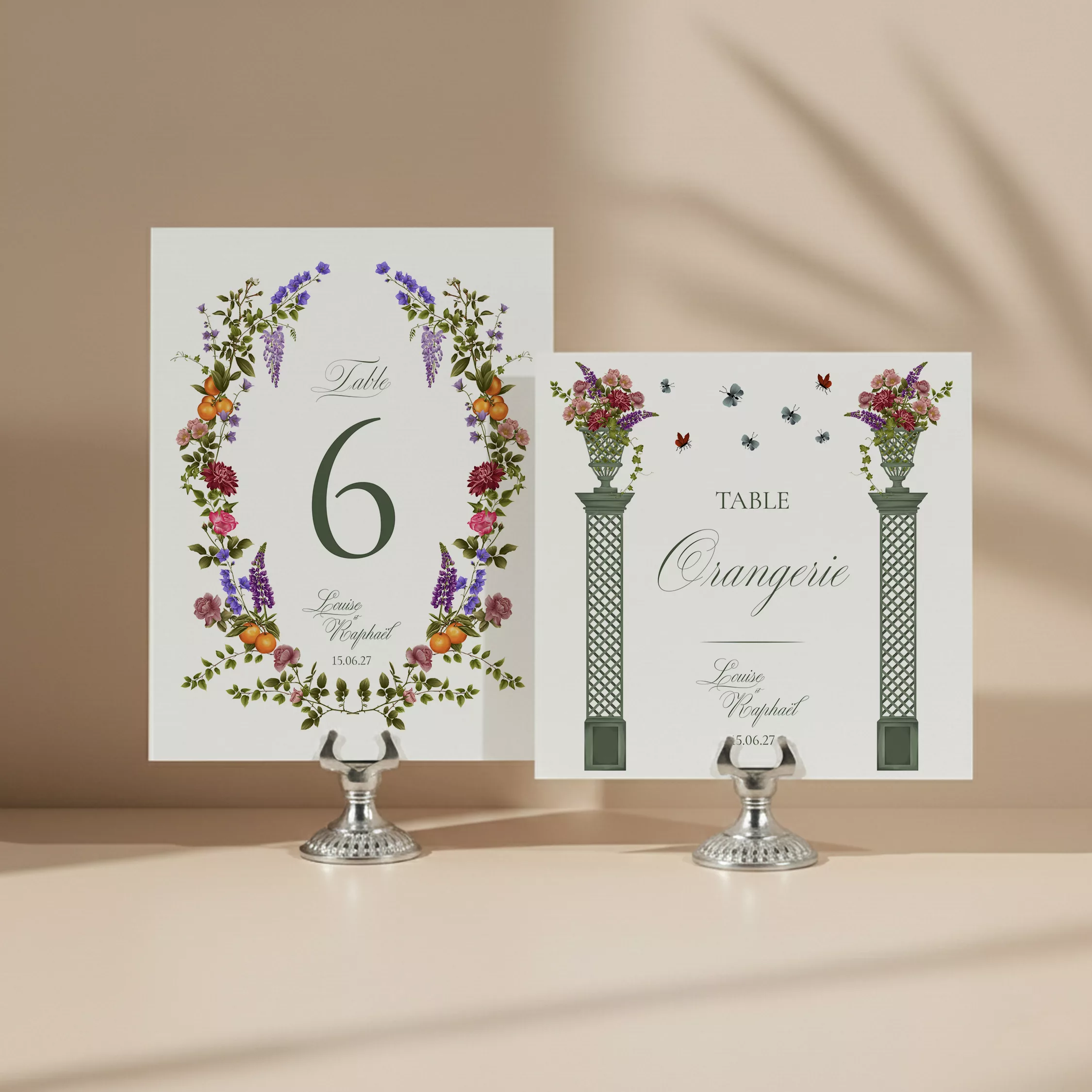 Numéro de table mariage fleuri – Sérénade Botanique