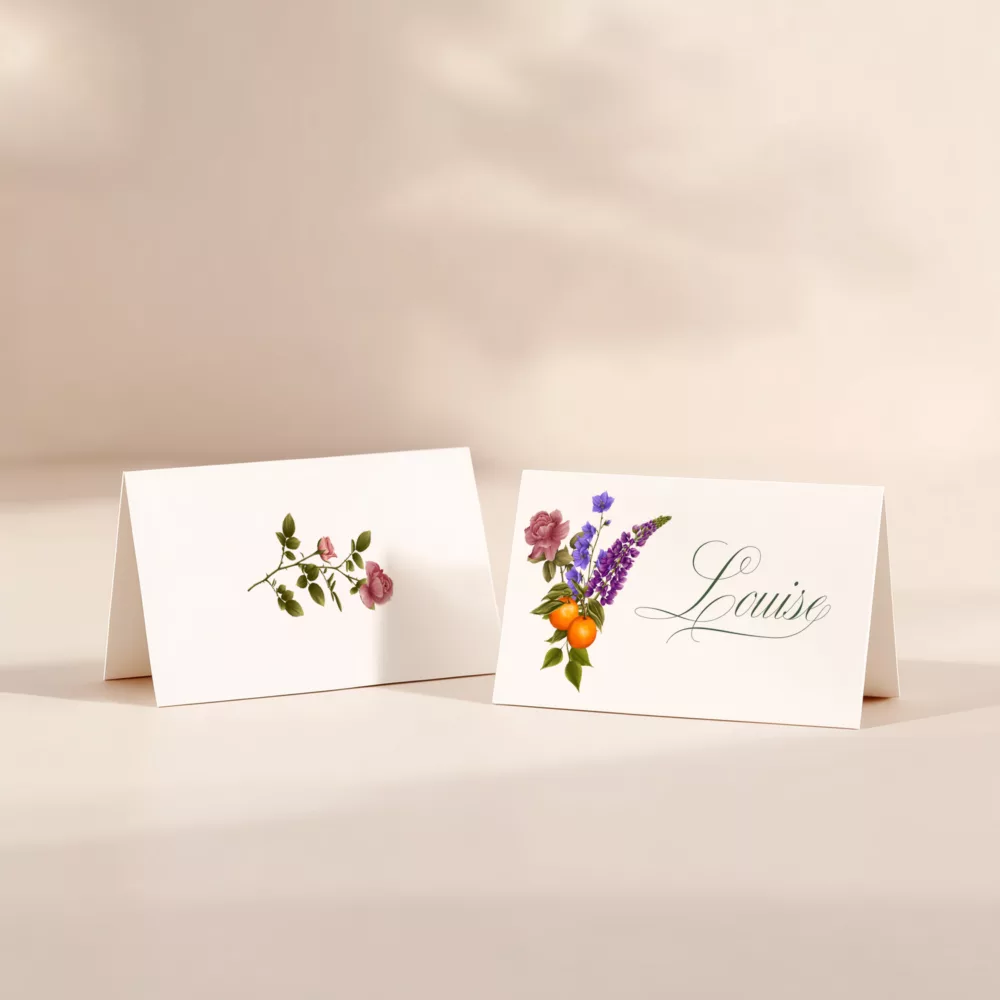 Marque-place mariage fleuri Maison Célestine