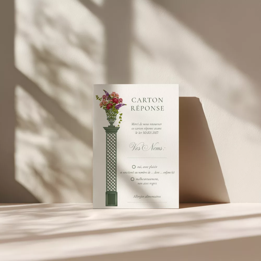 Carton réponse de mariage Sérénade Botanique - Maison Célestine