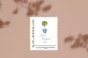 Visuel de timbre mariage Sérénade Botanique aux motifs fleuris et élégants