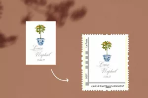 Visuel de timbre mariage Sérénade Botanique aux motifs fleuris et élégants