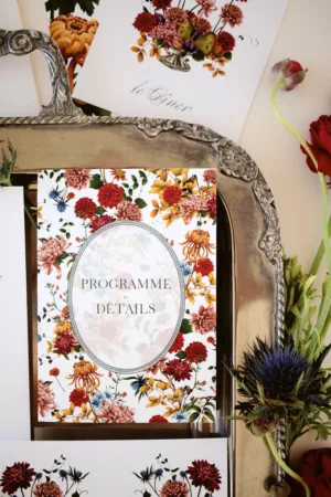 Carton programme mariage automnal – Collection Songes d’Automne, Maison Célestine