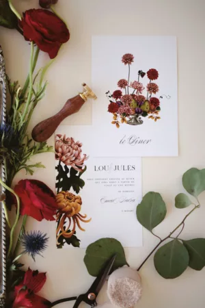Carton dîner mariage automnal – Collection Songes d’Automne, Maison Célestine