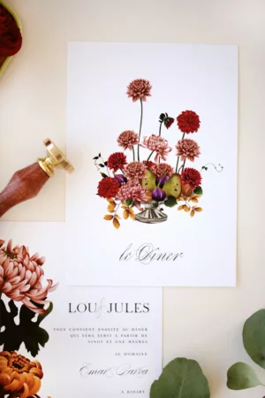 Carton dîner mariage automnal – Collection Songes d’Automne, Maison Célestine