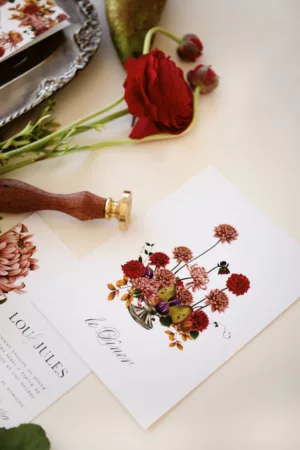 Carton dîner mariage automnal – Collection Songes d’Automne, Maison Célestine