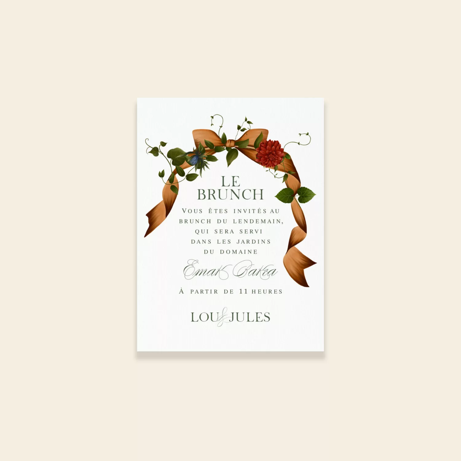 Carton brunch mariage automnal – Collection Songes d’Automne, Maison Célestine