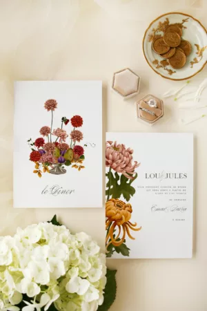 Carton dîner mariage automnal – Collection Songes d’Automne, Maison Célestine