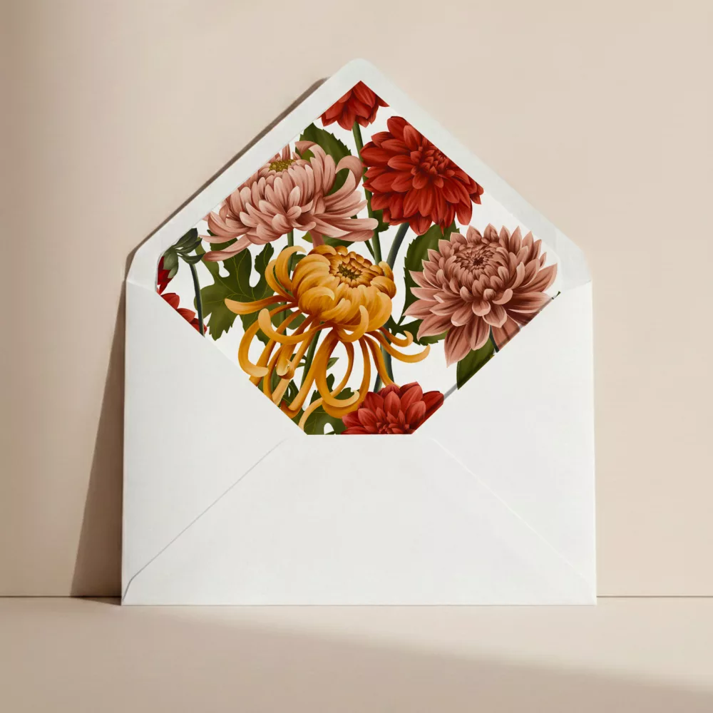 Doublure enveloppe mariage Songes d'Automne