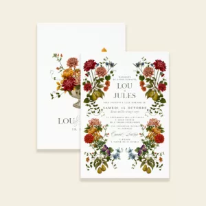 Faire-part de mariage automnal illustré – Collection Songes d’Automne, Maison Célestine