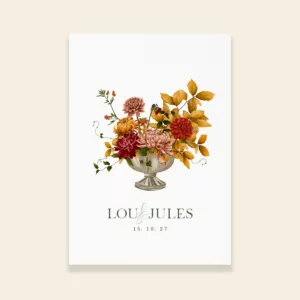 Faire-part de mariage automnal illustré – Collection Songes d’Automne, Maison Célestine