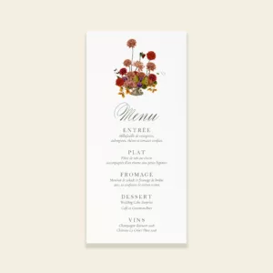 Menu de mariage automnal – Collection Songes d’Automne, Maison Célestine