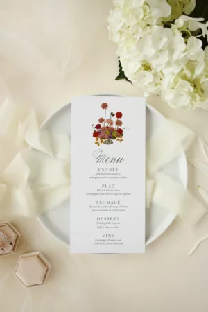 Menu de mariage automnal – Collection Songes d’Automne, Maison Célestine
