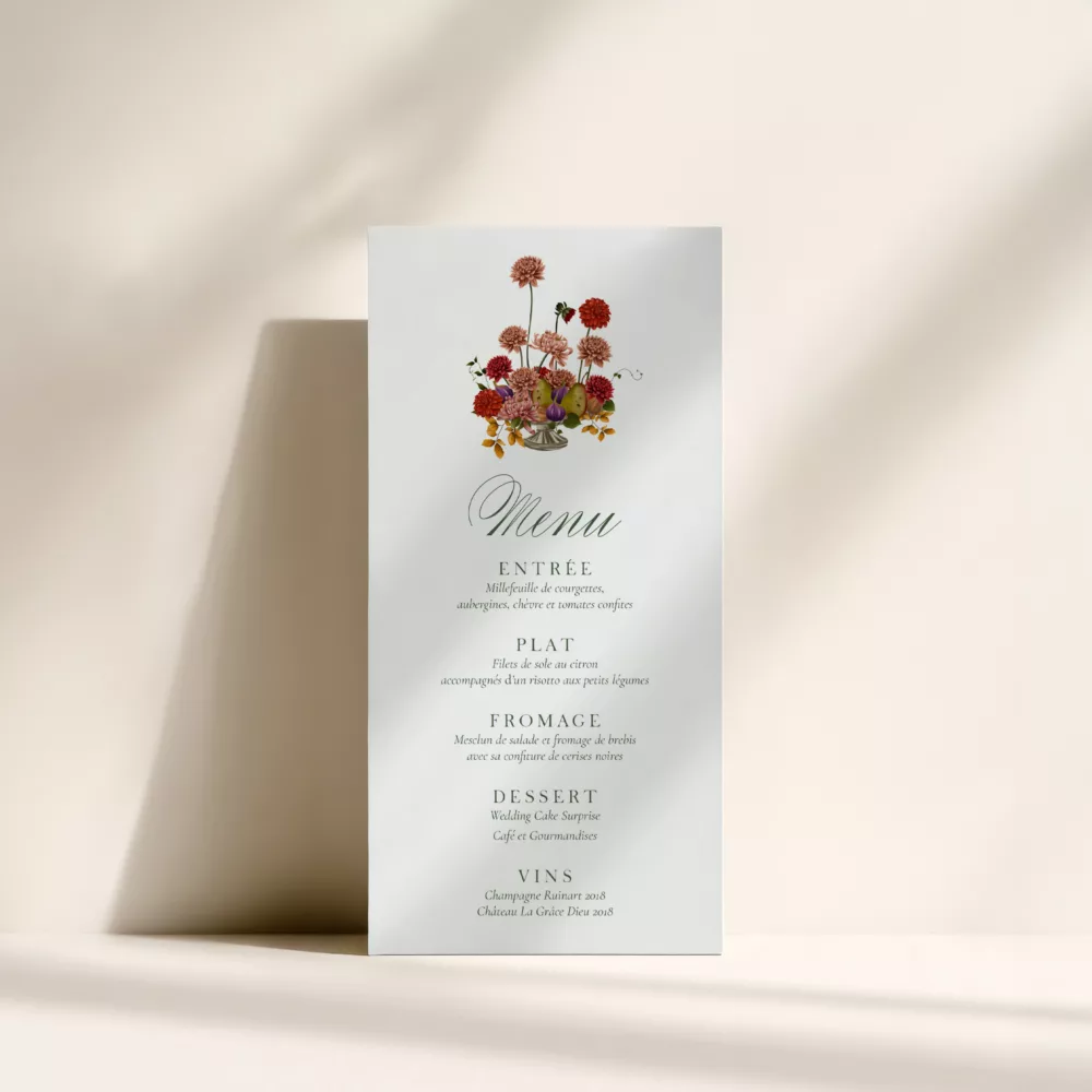 menu de mariage automne