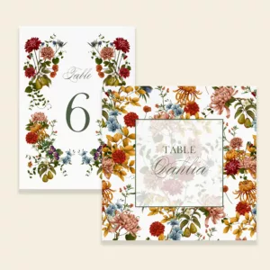 Nom et numéro de table mariage automnal – Collection Songes d’Automne, Maison Célestine