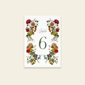 Nom et numéro de table mariage automnal – Collection Songes d’Automne, Maison Célestine