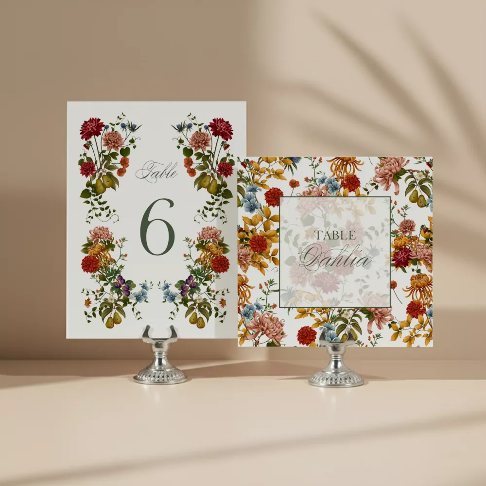 Numéro de table mariage automne – Songes d’automne