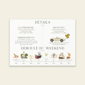 Carton programme mariage automnal – Collection Songes d’Automne, Maison Célestine