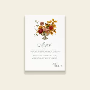 Carton de remerciements mariage automnal – Collection Songes d’Automne, Maison Célestine