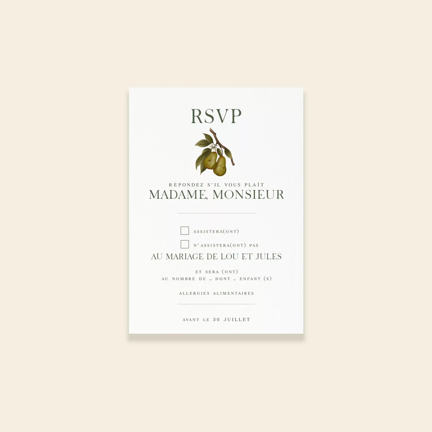 Carton réponse mariage automnal – Collection Songes d’Automne, Maison Célestine