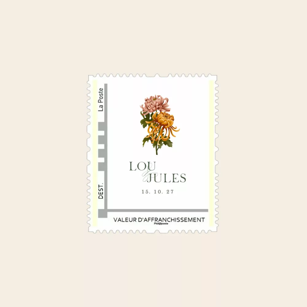 Visuel timbre mariage automnal – Collection Songes d’Automne, Maison Célestine