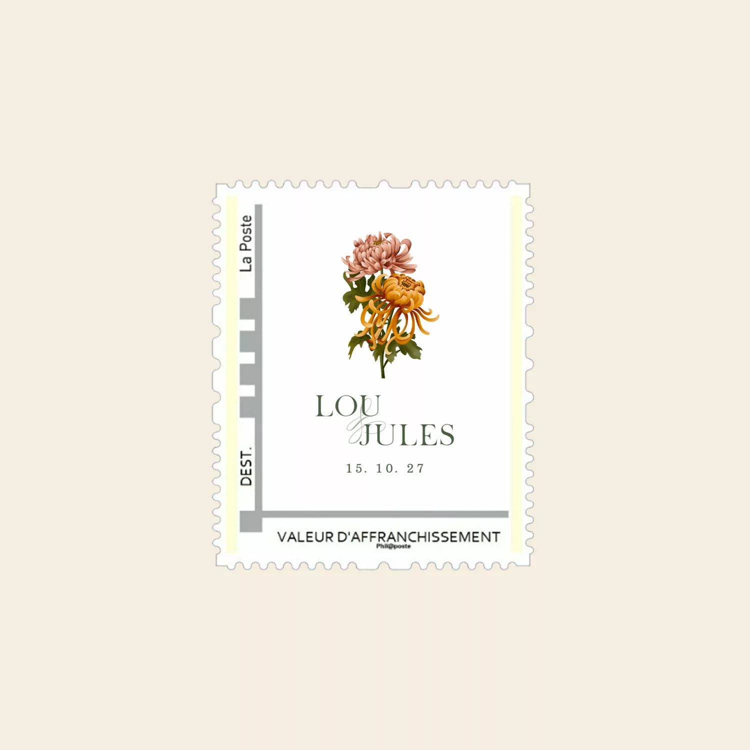 Visuel timbre mariage automnal – Collection Songes d’Automne, Maison Célestine