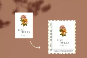 Visuel timbre mariage automnal – Collection Songes d’Automne, Maison Célestine