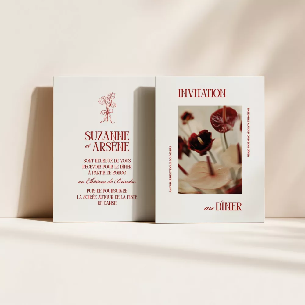 Invitation dîner de mariage Anthurium - Maison Célestine