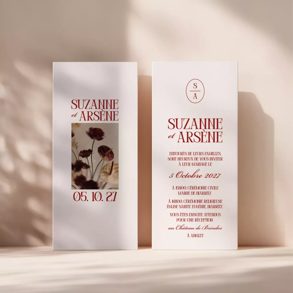 Faire-part de mariage Anthurium moderne et élégant, Maison Célestine