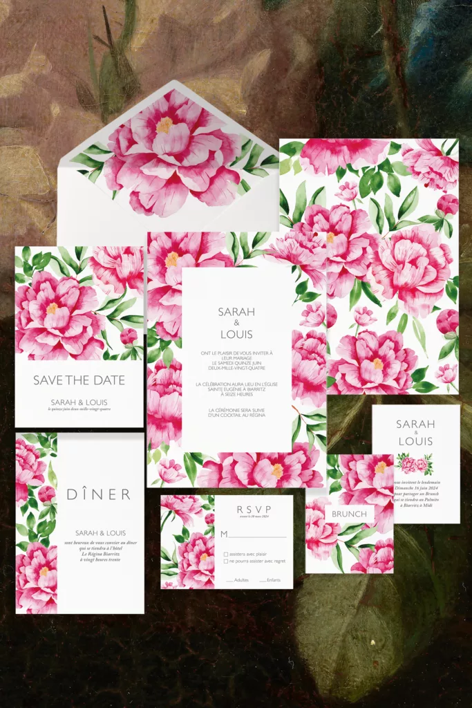 Papeterie de mariage Pivoines Romantiques - Maison Célestine