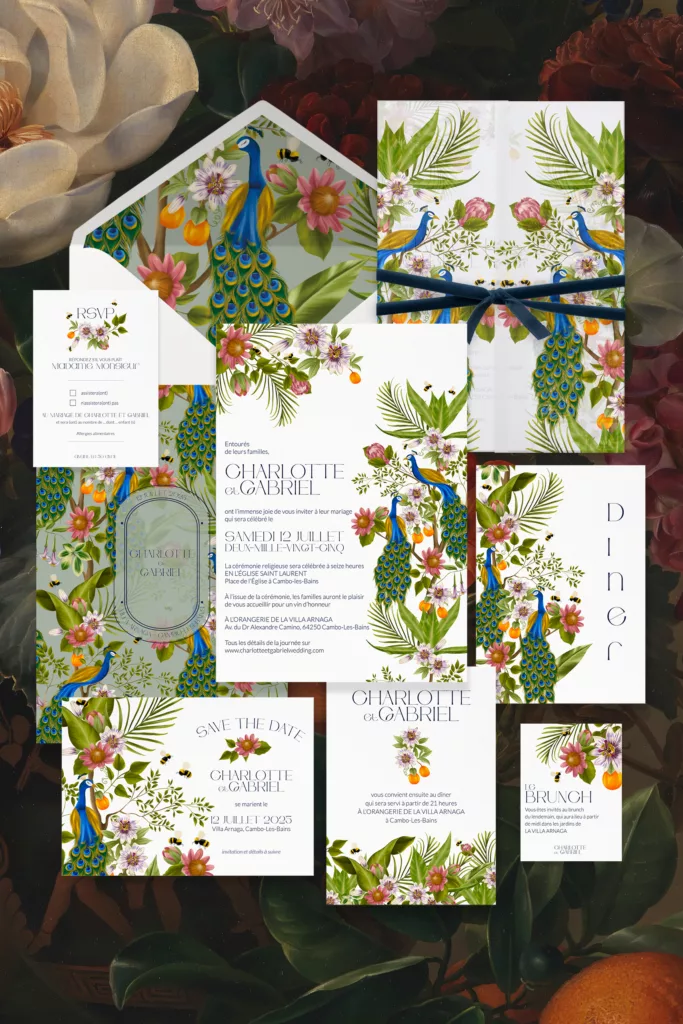 Papeterie de mariage Peacock Garden - Maison Célestine
